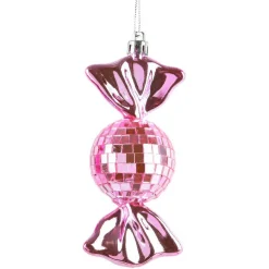 KAEMINGK Lot de 3 suspensions de Noël (H12 cm) Bonbons disco Rose Discount