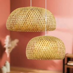 EMINZA Lot de 2 suspensions en bambou (D61-D39 cm) Manacor Naturel Best
