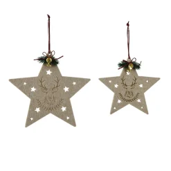 KAEMINGK Lot de 2 suspensions en feutrine (D25-D19 cm) Étoiles douces Naturel Best