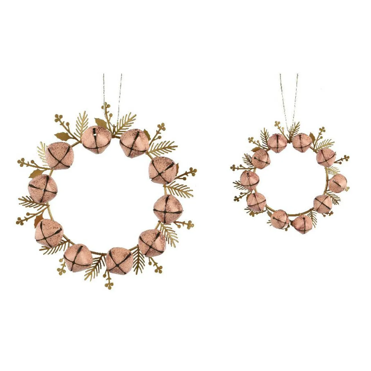 KAEMINGK Lot de 2 suspensions en métal (D19 cm) Couronne de clochettes et or Rose Clearance
