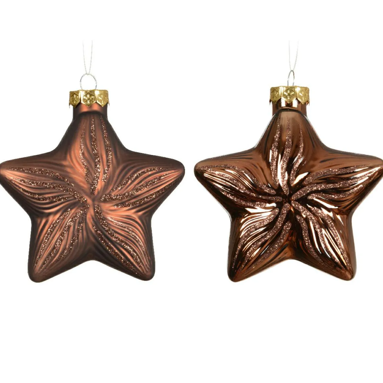 KAEMINGK Lot de 2 suspensions en verre (H10 cm) Étoiles Céleste Brun café Best