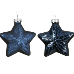 KAEMINGK Lot de 2 suspensions en verre (H10 cm) Étoiles Céleste Bleu Bleu nuit Clearance