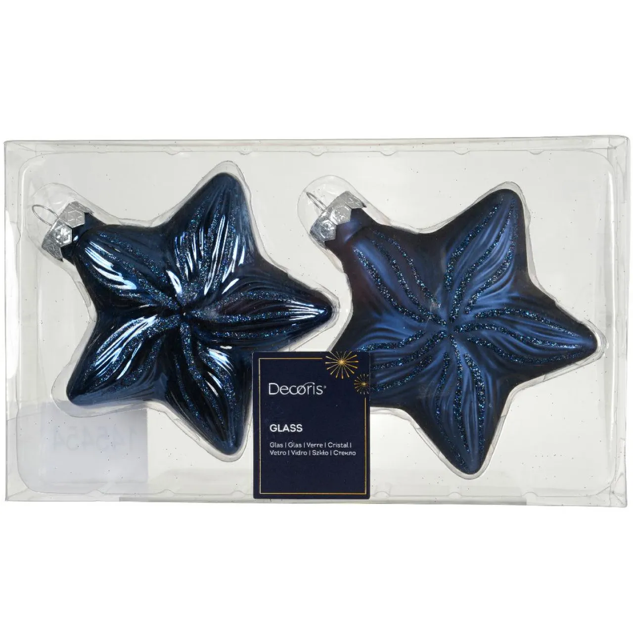 KAEMINGK Lot de 2 suspensions en verre (H10 cm) Étoiles Céleste Bleu Bleu nuit Clearance