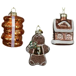 KAEMINGK Lot de 3 suspensions en verre (H11 cm) Délices de Noël Marron Outlet