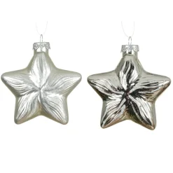 KAEMINGK Lot de 2 suspensions en verre (H10 cm) Étoiles Céleste Argent New