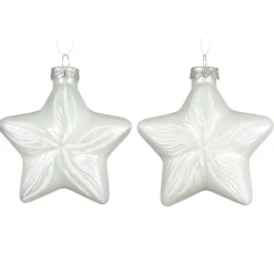 KAEMINGK Lot de 2 suspensions en verre (H10 cm) Étoiles Céleste Blanc Online