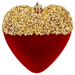 JJA Lot de 6 suspensions (H15 cm) Cœurs et étoiles paillettes Rouge et Or Online