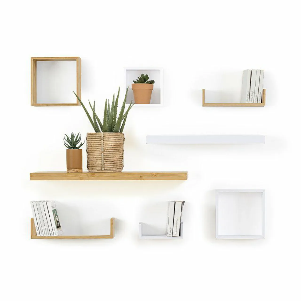 ATMOSPHERA Lot de 3 étagères bambou (L22-32-42 cm) Fixy Naturel
