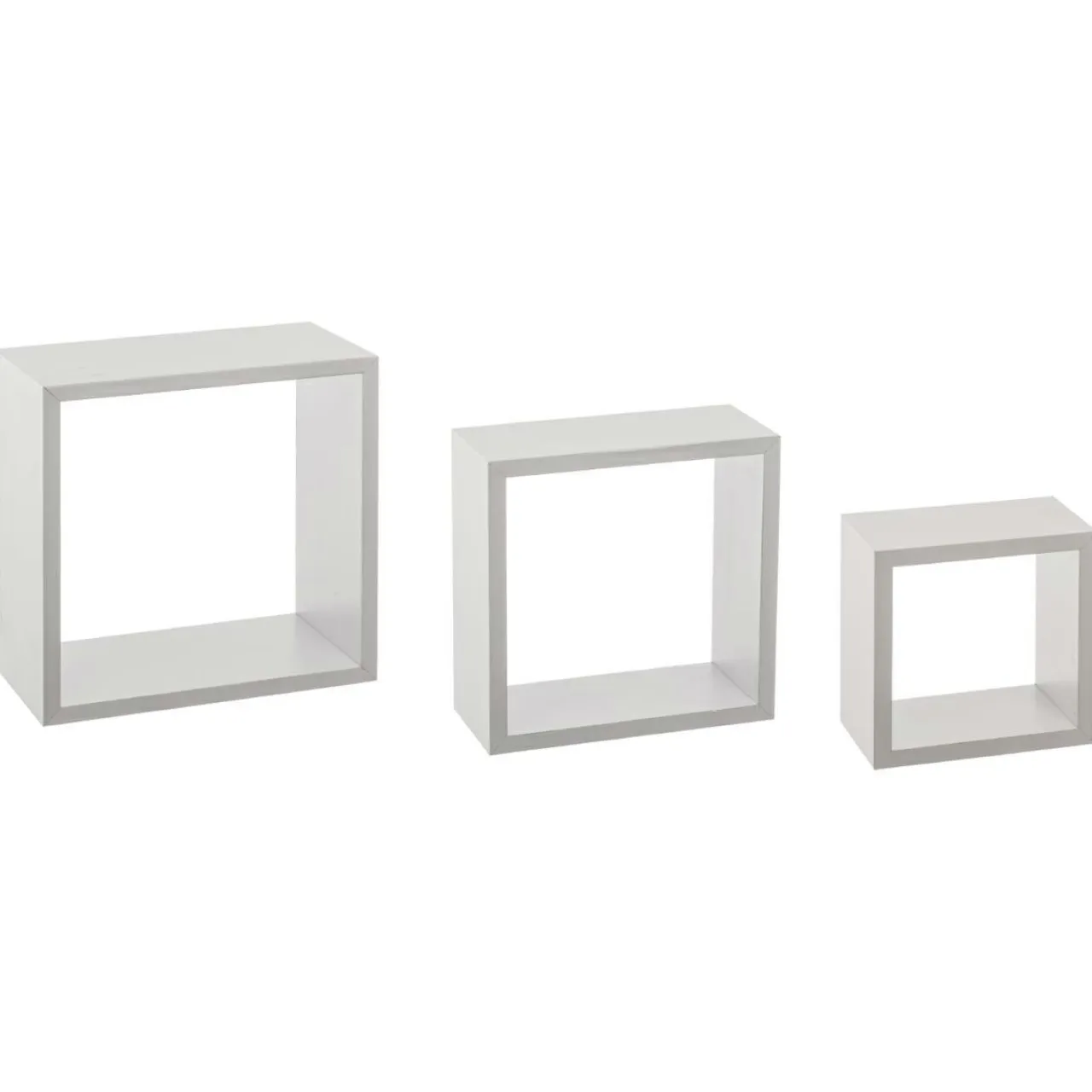 ATMOSPHERA Lot de 3 étagères bois (H15-20-25 cm) Cube Blanc Discount