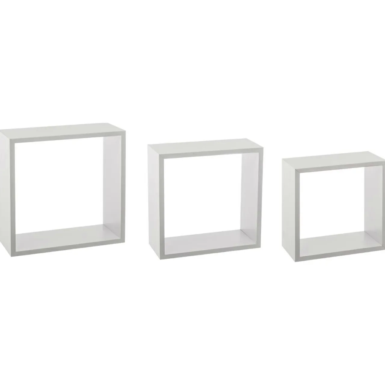 ATMOSPHERA Lot de 3 étagères bois (H24-27-30 cm) Cube Blanc Hot