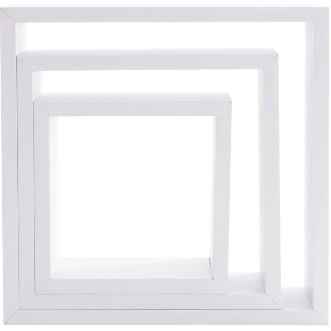 ATMOSPHERA Lot de 3 étagères bois (H24-27-30 cm) Cube Blanc Hot