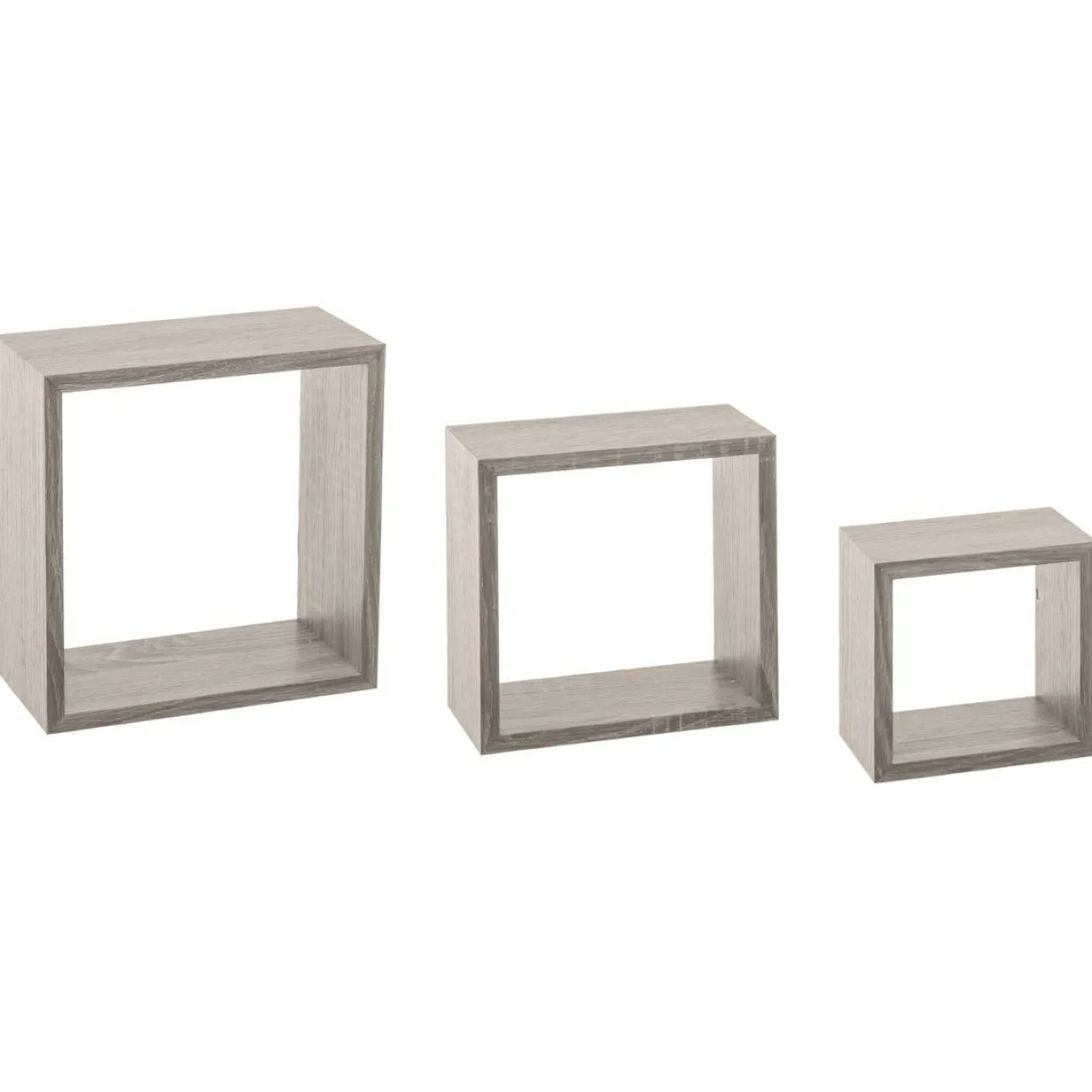 ATMOSPHERA Lot de 3 étagères bois (H15-20-25 cm) Cube Gris Gris clair New