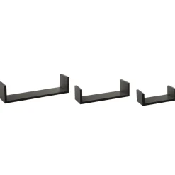 ATMOSPHERA Lot de 3 étagères murales en bois (L22-32-42 cm) Bord Noir Best