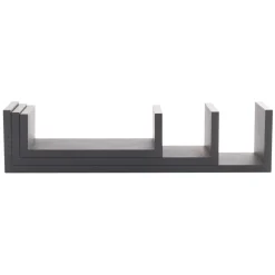ATMOSPHERA Lot de 3 étagères murales en bois (L22-32-42 cm) Bord Noir Best