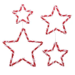KAEMINGK Lot de 4 étoiles de Noël à suspendre (H38 cm) Star Rouge
