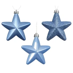 KAEMINGK Lot de 6 étoiles de Noël à suspendre (H7 cm) Alpine Bleu Ciel New