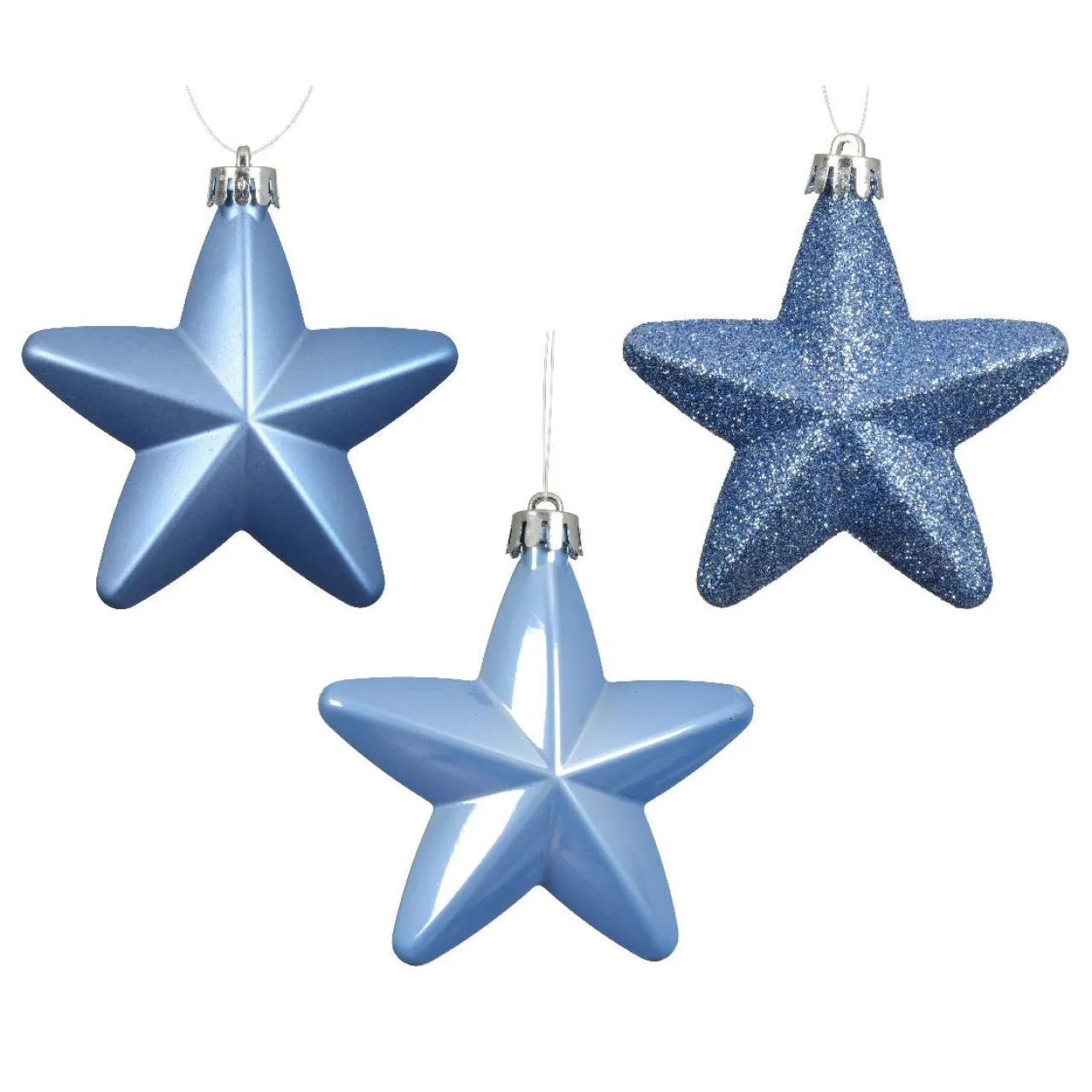 KAEMINGK Lot de 6 étoiles de Noël à suspendre (H7 cm) Alpine Bleu Ciel New