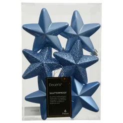 KAEMINGK Lot de 6 étoiles de Noël à suspendre (H7 cm) Alpine Bleu Ciel New
