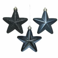 KAEMINGK Lot de 6 étoiles de Noël à suspendre (H7 cm) Alpine Bleu nuit New