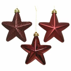 KAEMINGK Lot de 6 étoiles de Noël à suspendre (H7 cm) Alpine Bordeaux Clearance