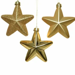 KAEMINGK Lot de 6 étoiles de Noël à  suspendre (H7 cm) Alpine Or Outlet
