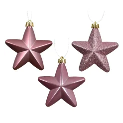 KAEMINGK Lot de 6 étoiles de Noël à suspendre (H7 cm) Alpine Vieux rose