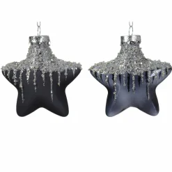 KAEMINGK Lot de 2 étoiles de Noël à suspendre en verre (H10 cm) Arctique Noir New