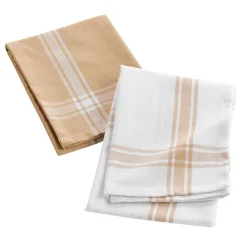 DOUCEUR D'INTERIEUR Lot de 2 torchons coton recyclé Cuisiline Beige Discount