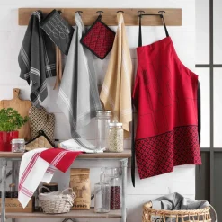 DOUCEUR D'INTERIEUR Lot de 2 torchons coton recyclé Cuisiline Bordeaux New