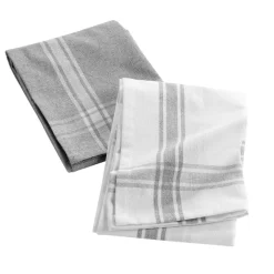 DOUCEUR D'INTERIEUR Lot de 2 torchons coton recyclé Cuisiline chiné Gris Online