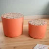 EMINZA Lots de 2 poufs de rangement gigognes enfant bois (H31 et 24 cm) Renardeau Terracotta Sale