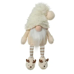 KAEMINGK Lutin de Noël jambes souples (H48 cm) Gaston mignon crème Blanc
