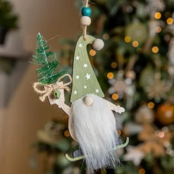 KAEMINGK Lutin de Noël à suspendre (H11 cm) Mon sapin Vert Discount