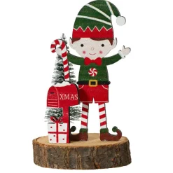 KAEMINGK Lutin en bois sur Tronc en bois (H13 cm) Albert Multicolore Clearance