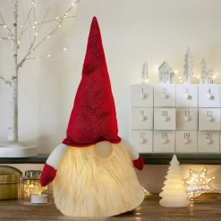 JJA Lutin lumineux à piles (H40 cm) Rémi et bonnet Rouge Clearance