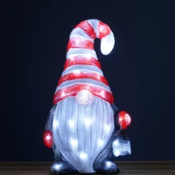 JJA Lutin lumineux solaire 40 LED (H39 cm) Lanterne de nuit Blanc froid Gris Hot