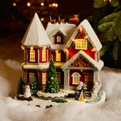 KAEMINGK Maison de village illuminée musicale et animée à piles (H23 cm) Camden Street Multicolore Sale