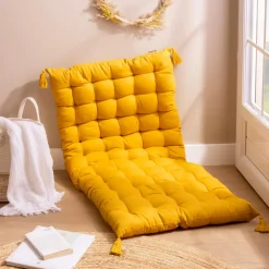 EMINZA Matelas de sol coton (120 x 60 cm) Pixel Jaune moutarde Sale