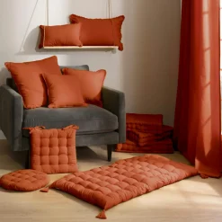 EMINZA Matelas de sol coton (120 x 60 cm) Pixel Terracotta Outlet