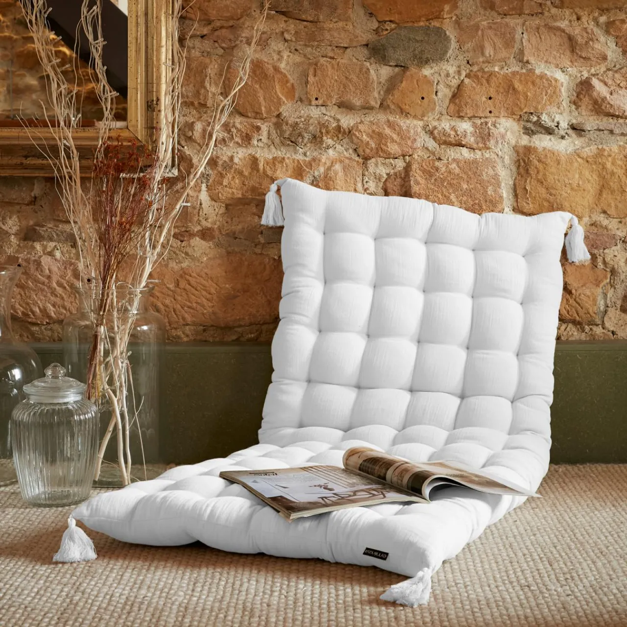 EMINZA Matelas de sol gaze de coton (60 x 120 cm) Gaïa chantilly Blanc Outlet