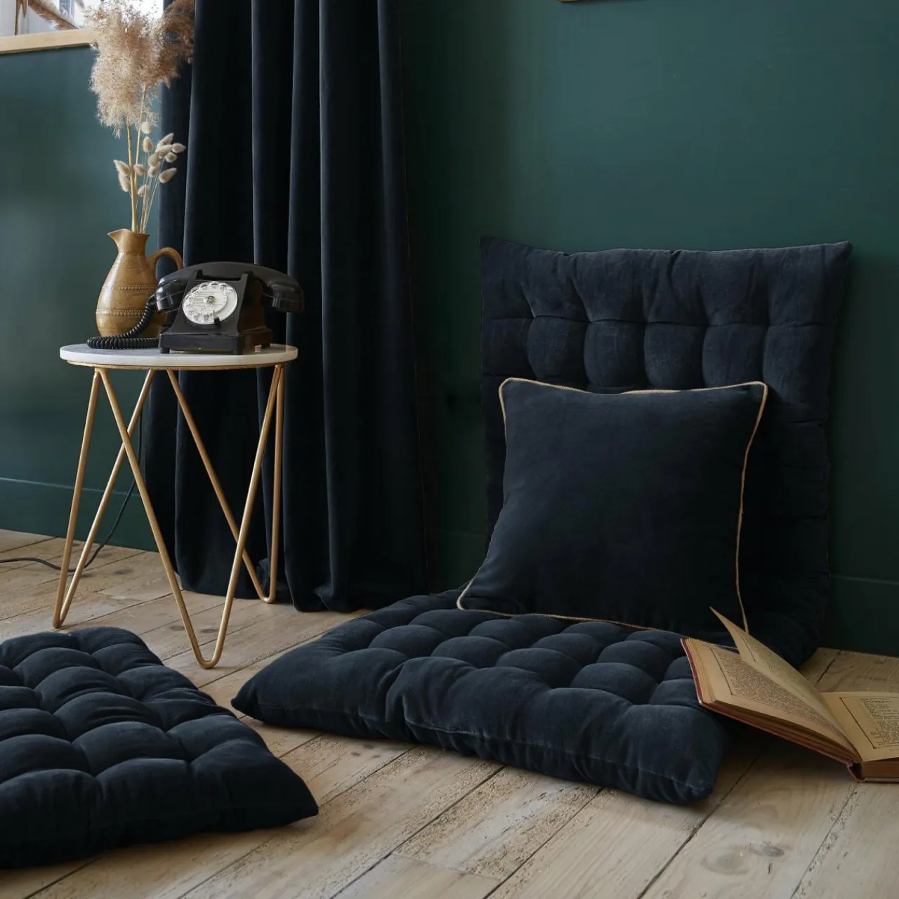 EMINZA Matelas de sol velours de coton (60 x 120 cm) Victor Bleu nuit Hot