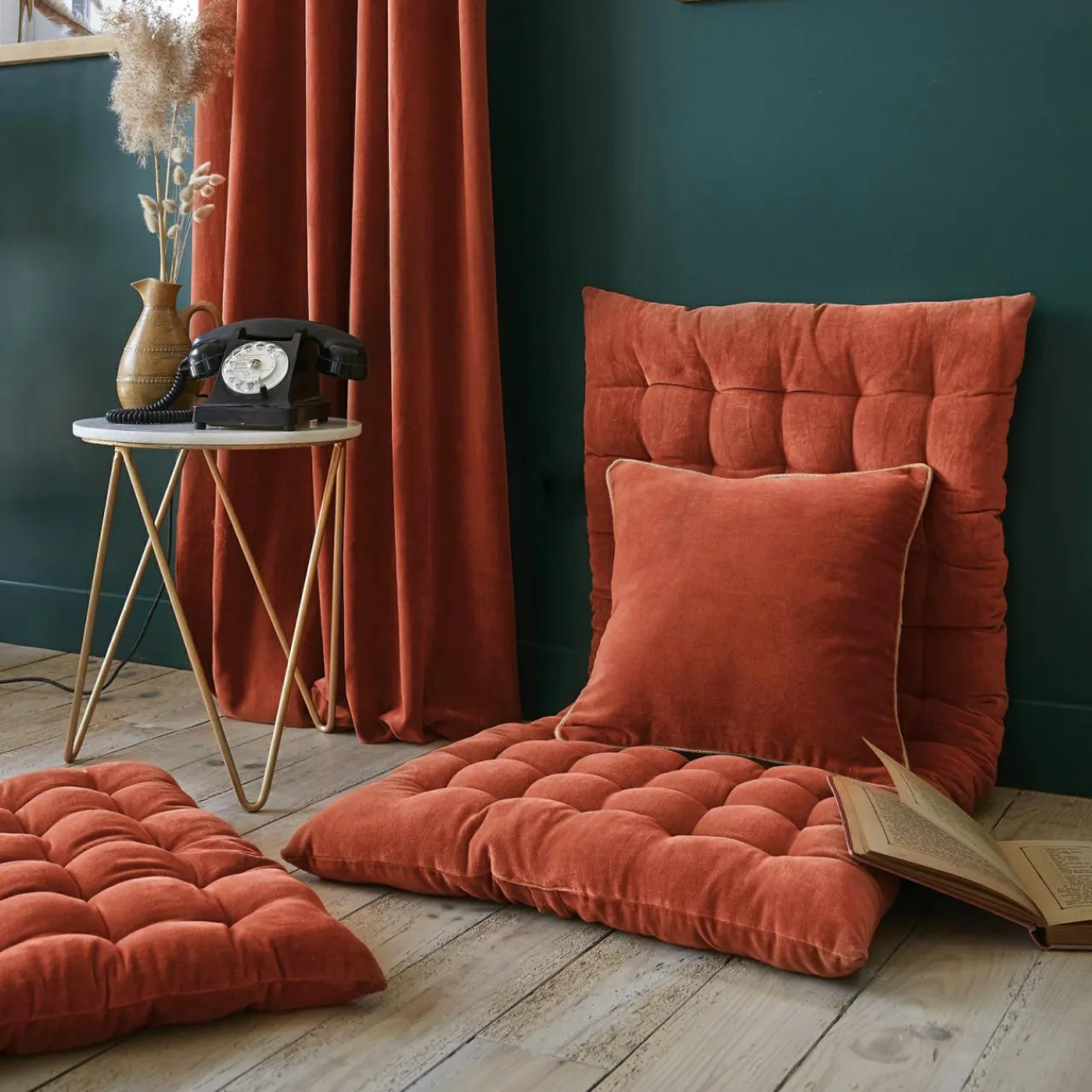 EMINZA Matelas de sol velours de coton (60 x 120 cm) Victor Terracotta
