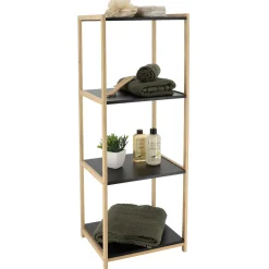 TENDANCE Meuble de rangement bambou 4 étagères (35 x H102 cm) Harmonie Noir Online