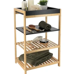 TENDANCE Meuble de rangement bambou 4 étagères (H70 cm) Harmonie Noir Sale