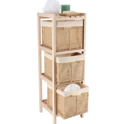 TENDANCE Meuble de rangement 3 paniers (H77 cm) Paulownia Beige Discount