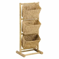 TENDANCE Meuble incliné 3 paniers bambou et jacinthe d'eau (40 x H92 cm) Hanoï Naturel Clearance
