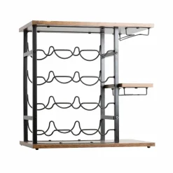 EMINZA Meuble range-bouteilles industriel 12 emplacements et porte-verres (H50 cm) Arthur Noir Hot