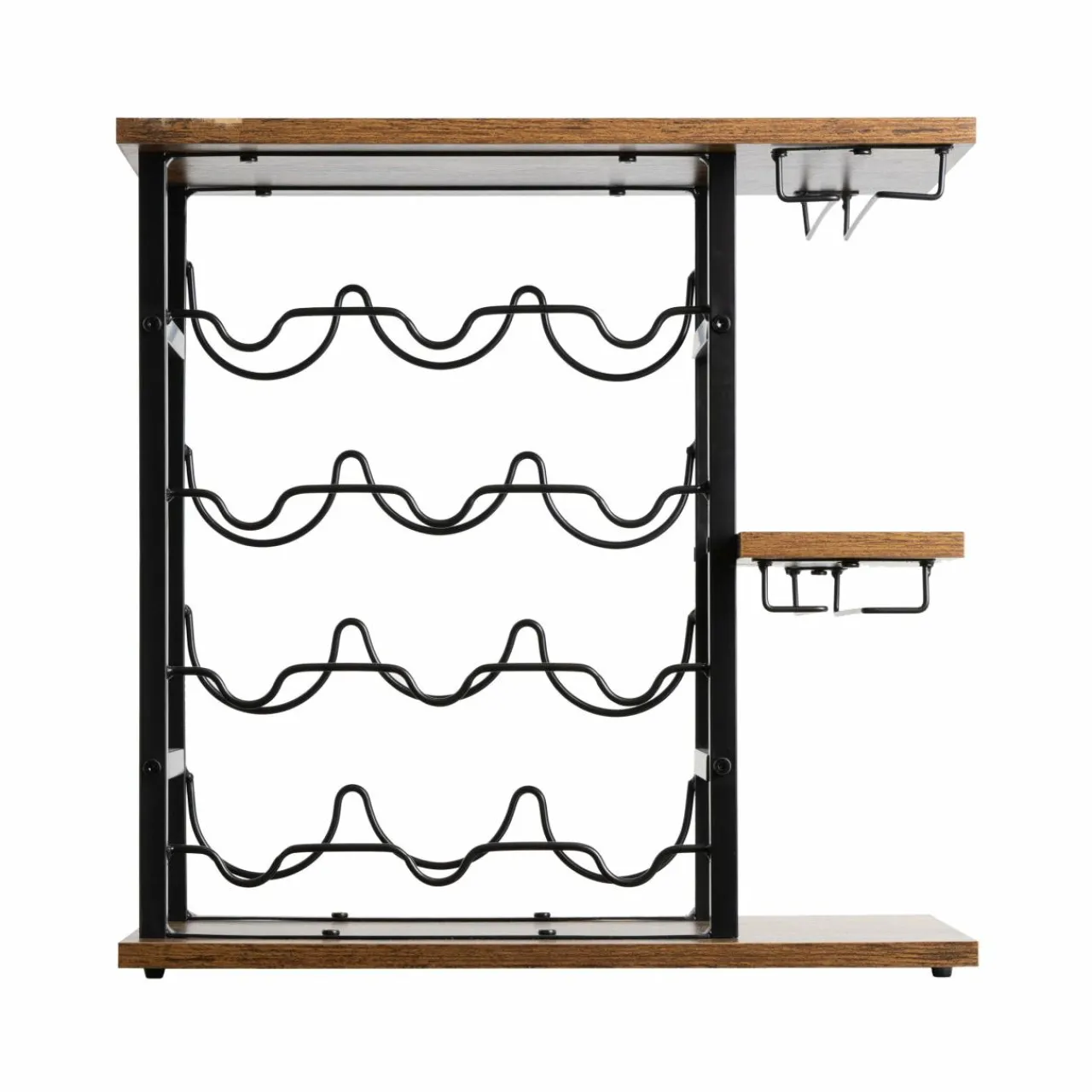 EMINZA Meuble range-bouteilles industriel 12 emplacements et porte-verres (H50 cm) Arthur Noir Hot
