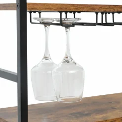 EMINZA Meuble range-bouteilles industriel 18 emplacements et porte-verres (H100 cm) Hugo Marron New