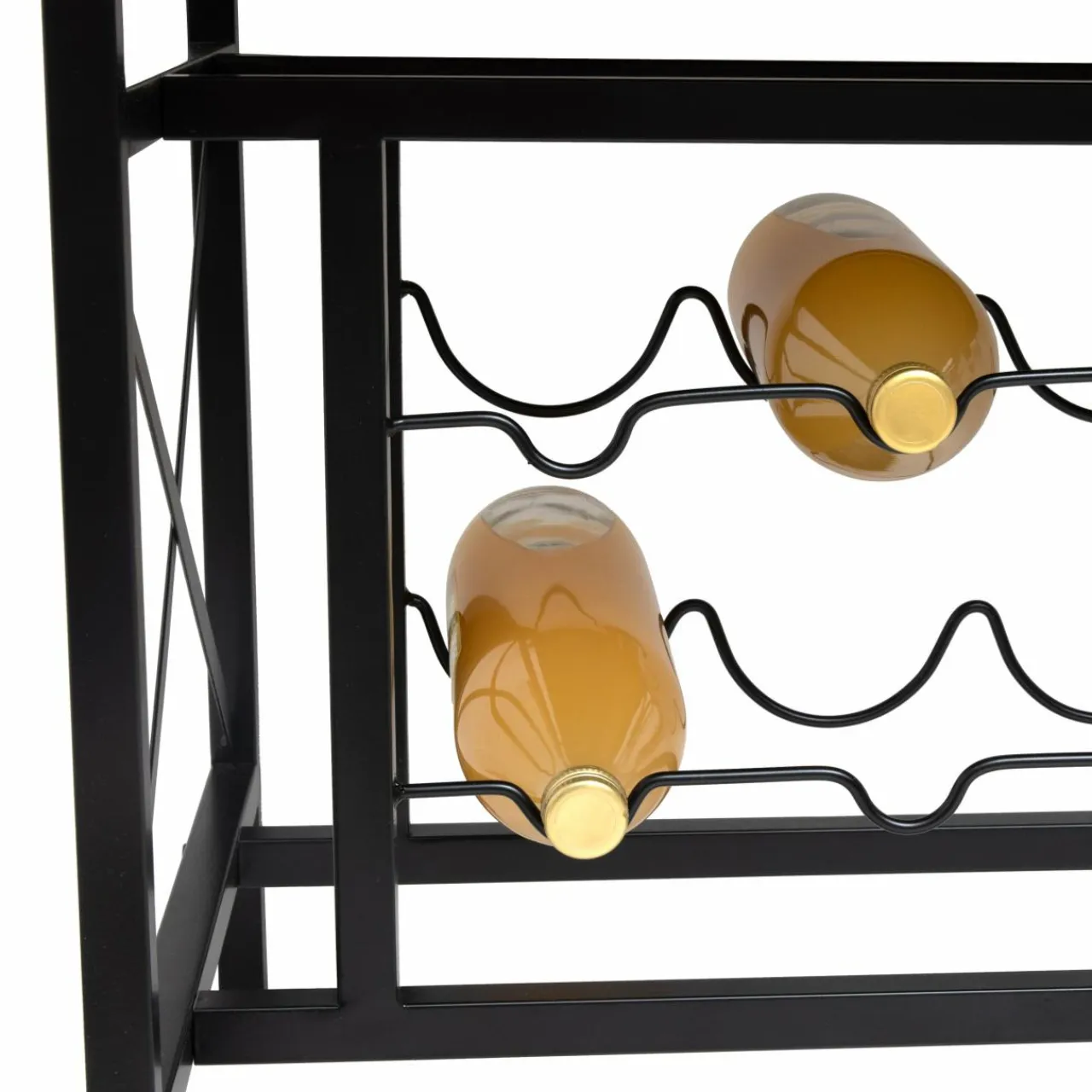 EMINZA Meuble range-bouteilles industriel 10 emplacements et porte-verres (H178 cm) Léon Marron New